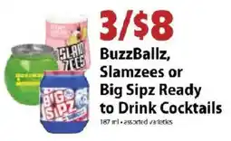 Festival Foods BuzzBallz, Slamzees or Big Sipz Ready to Drink Cocktails offer