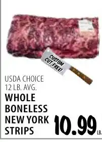 Karns Usda choice whole boneless new york strips offer