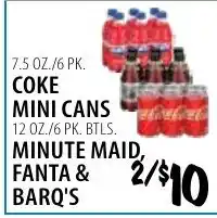Karns Coke Mini Cans, Minute Maid, Fanta & Barq's offer