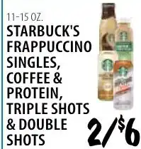Karns Starbucks frappuccino singles, coffee & protein, triple shots & double shots offer