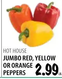 Karns Hot House Jumbo Red, Yellow Or Orange Peppers offer