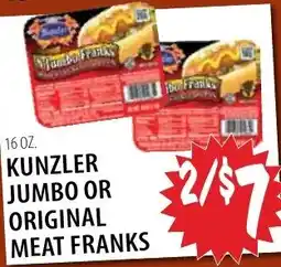 Karns Kunzler jumbo or original meat franks offer