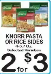 Foodland Knorr pasta or rice sides offer