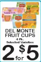 Foodland Del Monte fruit cups offer