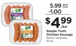 Dillons Simple Truth Chicken Sausage offer