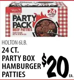 Karns Holton party box hamburger patties offer