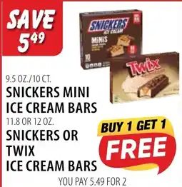 Karns Snickers or Twix Ice Cream Bars offer