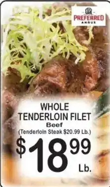 Foodland Preferred Angus Whole Tenderloin Filet Beef offer