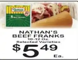Foodland Nathan's beef franks offer