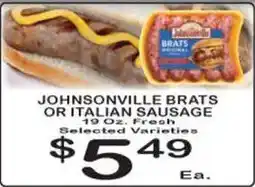 Foodland Johnsonville brats or italian sausage offer