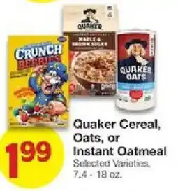 United Supermarkets Quaker Cereal, Oats, or Instant Oatmeal offer