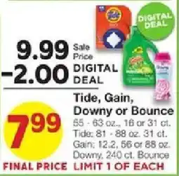 United Supermarkets Tide, Gain, Downy or Bounce offer