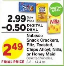 United Supermarkets Nabisco Snack Crackers, Ritz, Toasted, Chips Ahoy!, Nilla, or Honey Maid offer