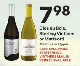 Coborn's Clos du Bois, Sterling Vintners or Matteotti offer