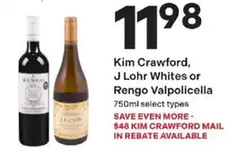 Coborn's Kim Crawford, J Lohr Whites or Rengo Valpolicella offer