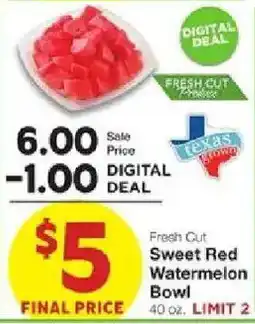 United Supermarkets Fresh Cut Sweet Red Watermelon Bowl offer