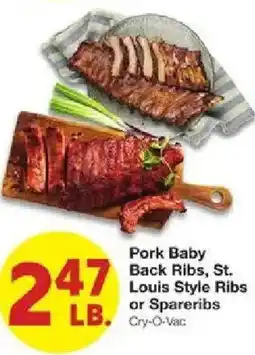 United Supermarkets Cry-O-Vac Pork Baby Back Ribs, St. Louis Style Ribs or Spareribs offer