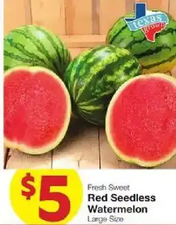 United Supermarkets Texas Grown Fresh Sweet Red Seedless Watermelon offer