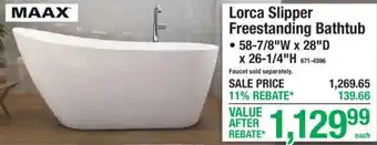Maax lorca slipper freestanding bathtub