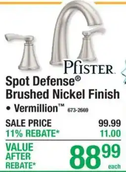 Menards Pfister spot defense brushed nickel finish offer