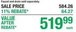 Menards Faucet and drain offer