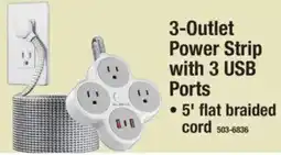 Menards 3-outlet power strip with 3 usb ports offer