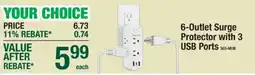 Menards Chined 6-outlet surge protector with 3 usb ports offer