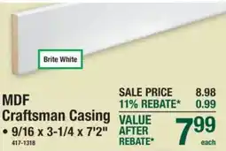 Menards Mdf craftsman casing offer