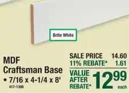 Menards Mdf craftsman base offer