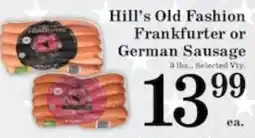 Harvest Foods Hill's Old Fashion Frankfurter or German Sausage offer