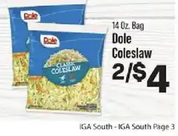 IGA Dole coleslaw offer