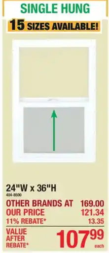 Menards Single hung window offer