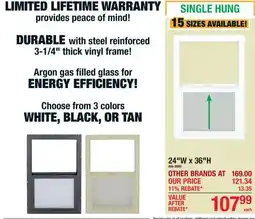 Menards Single hung window offer
