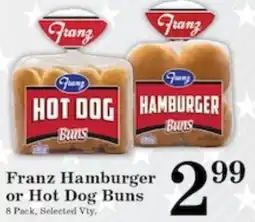 Harvest Foods Franz Hamburger or Hot Dog Buns offer