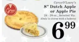 Harvest Foods Cyrus O'Leary's 8" Dutch Apple or Apple Pie offer