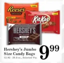 Harvest Foods Hershey's Jumbo Size Candy Bags offer