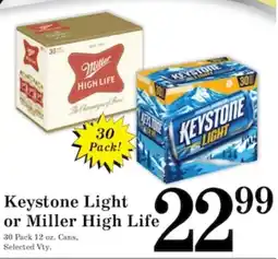Harvest Foods Keystone Light or Miller High Life offer