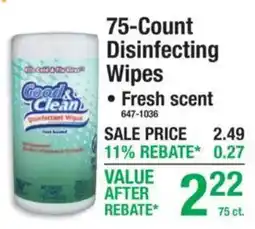 Menards Good & Clean disinfecting wipes offer