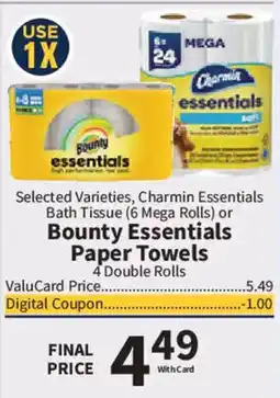 Food City Charmin Essentials Bath Tissue or Bounty Essentials Paper Towels offer