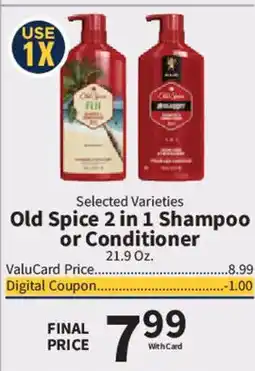 Food City Old Spice 2 in 1 Shampoo or Conditioner offer