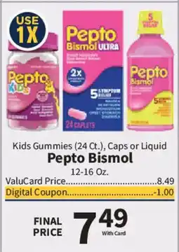 Food City Pepto Bismol Kids Gummies or Caps or Liquid offer