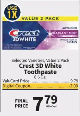 Food City Crest 3D White Toothpaste offer