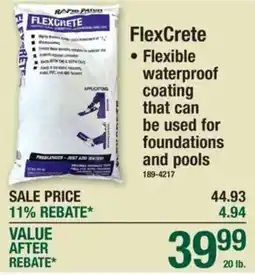 Menards Flexcrete flexible waterproof coating offer