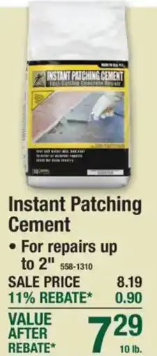 Menards Instant Patching Cement offer