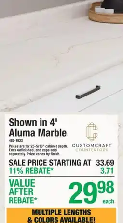 Menards Customcraft countertops Aluma Marble offer