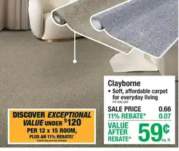 Menards Clayborne soft affordable carpet for everyday living offer