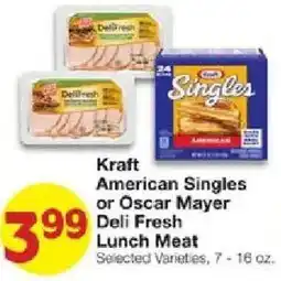United Supermarkets Kraft American Singles or Oscar Mayer Deli Fresh Lunch Meat offer