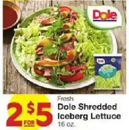 United Supermarkets Fresh Dole Shredded Iceberg Lettuce offer