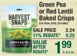 Menards Calbee Harvest Snaps Green Pea or Red Lentil Baked Crisps offer