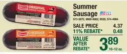 Menards Klondike summer sausage offer